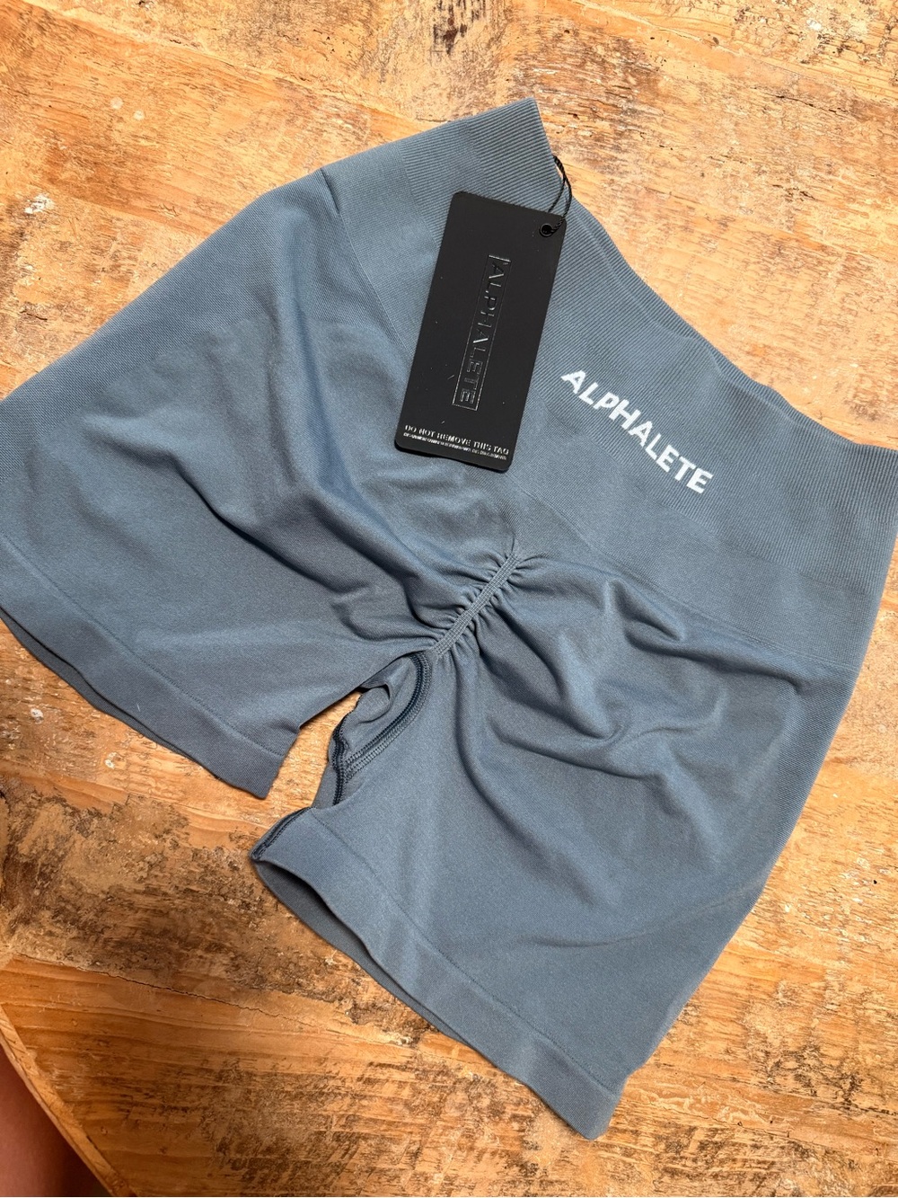 Alphalete Seamless Scrunch Butt Gym Shorts Blue Gray Small NWT